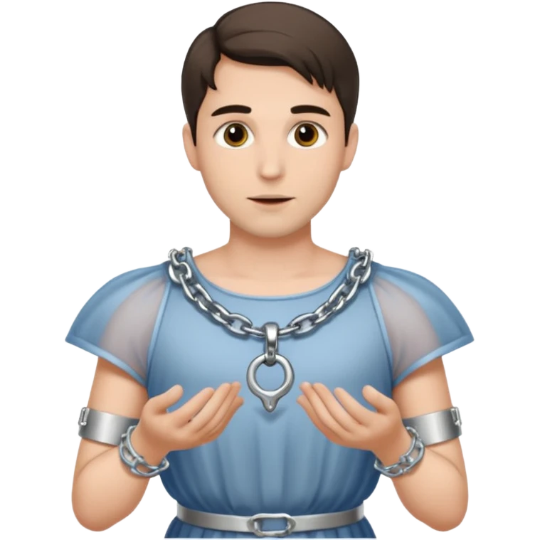 Submissive man wearing feminine clothes and chastity cage emoji