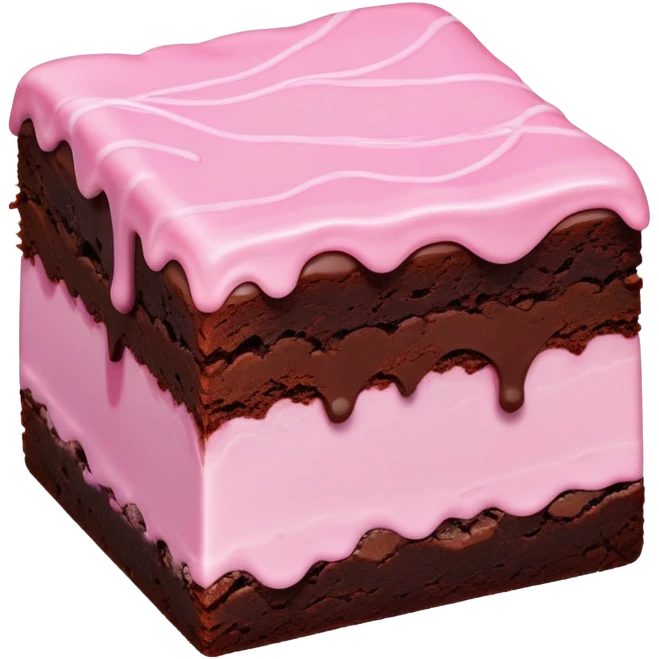 ultra realistic brownie with pink icing emoji