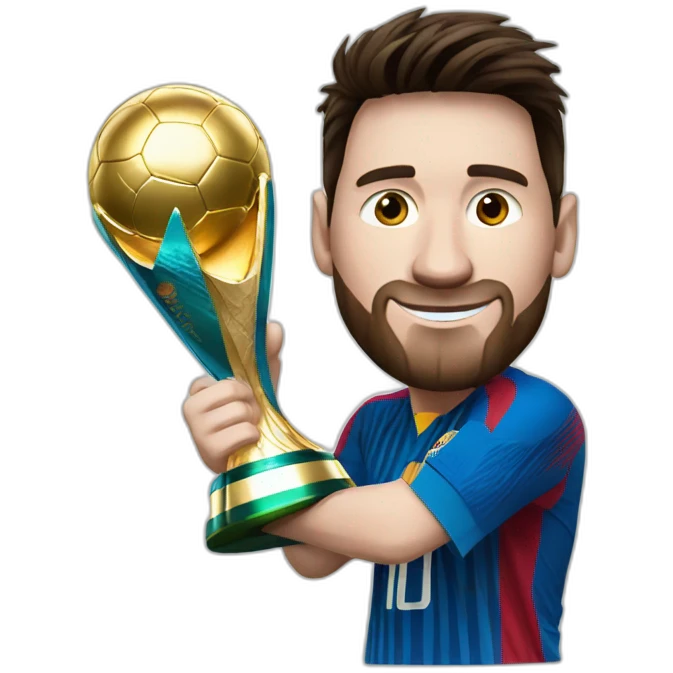 Messi with the world cup emoji