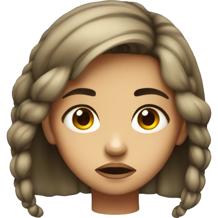 A girl with a sad look and a twisted lip emoji