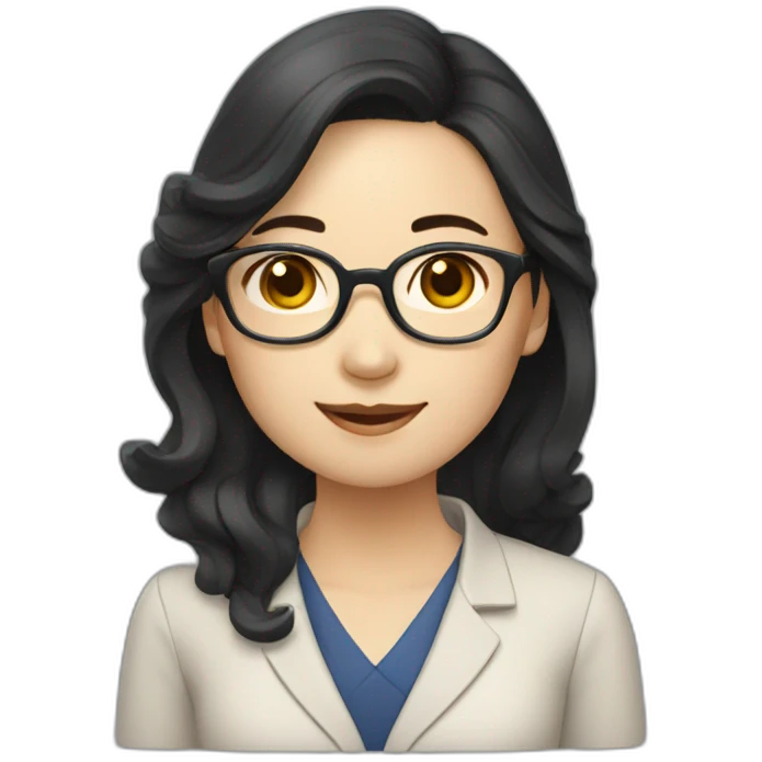 korean french teacher woman with long and wave black hair emoji