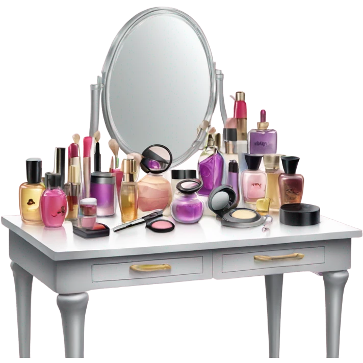 Makeup vanity with perfume on it emoji