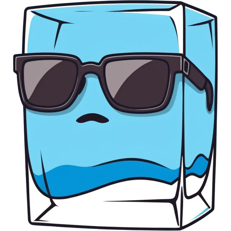 Ice cube with sunglasses  emoji