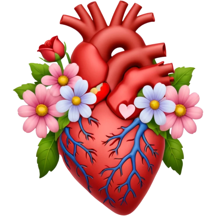 Anatomical hart with flowers emoji