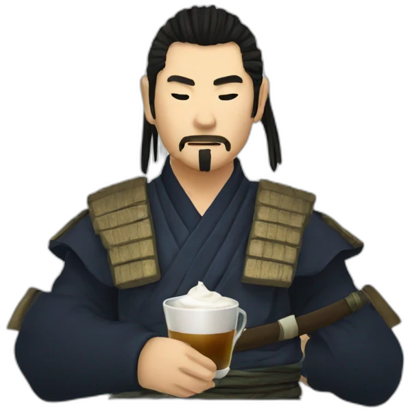 Samurai drinking coffee cocktail emoji
