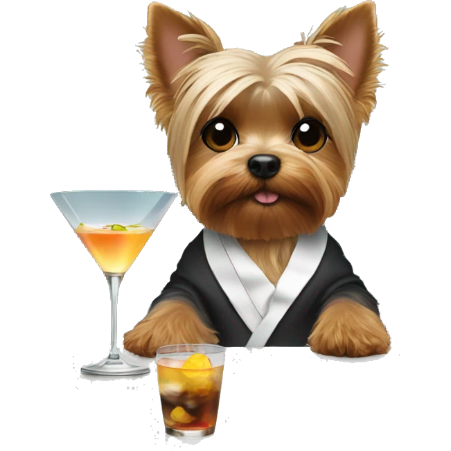 Yorkie drinking a martini  emoji
