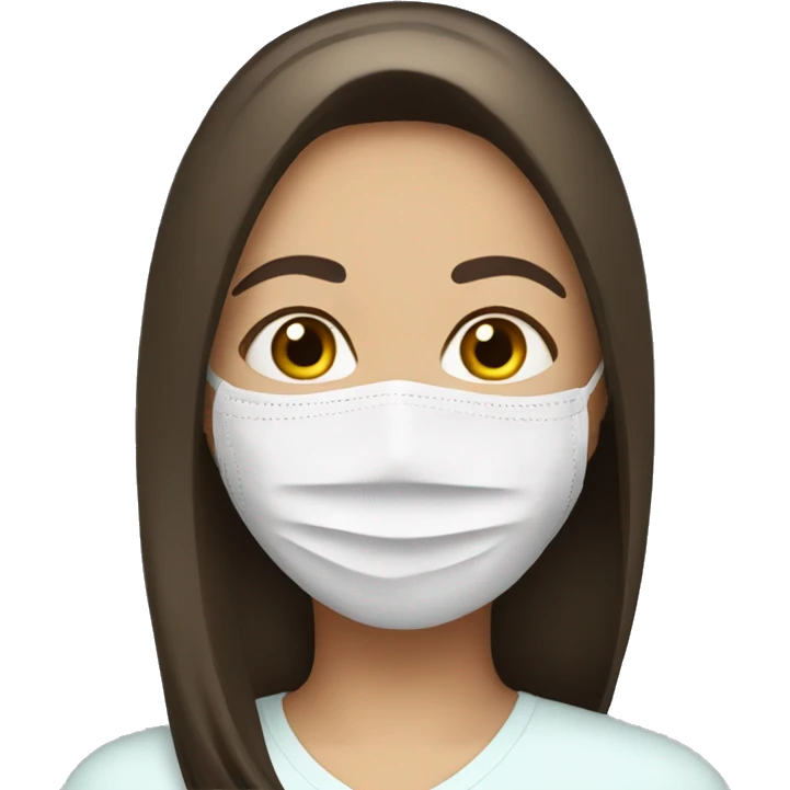 brunette straight hair girl with face mask emoji