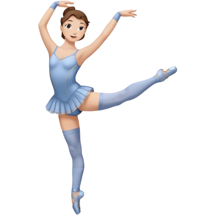 Ballet dancer in over the knee socks, leotard and long brown hair emoji