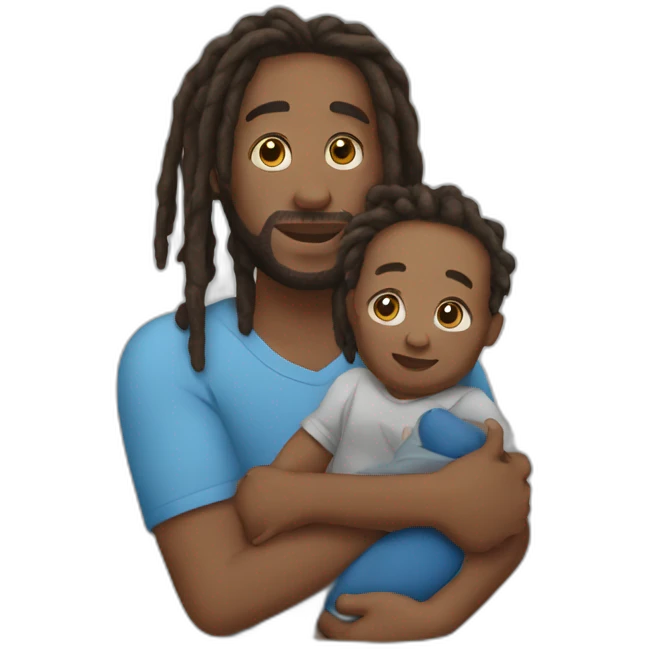 man with dreads with baby in arms  emoji