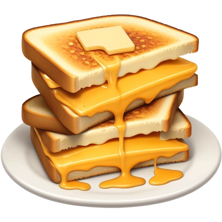 Half-eaten kaas tosti with cheese strings stretching emoji