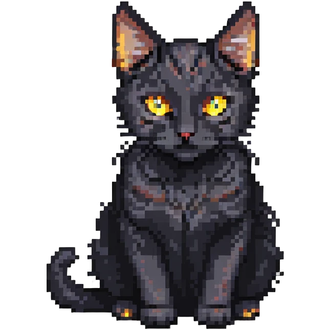 small black cat with yellow eyes emoji