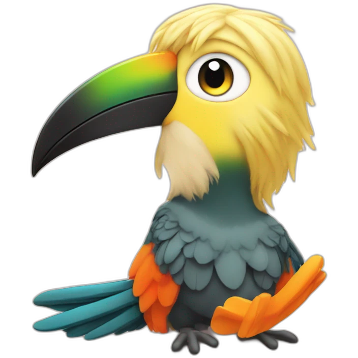 Blond Baby boy with toucan plush emoji