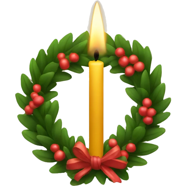 Candle with a wreath around the base  emoji