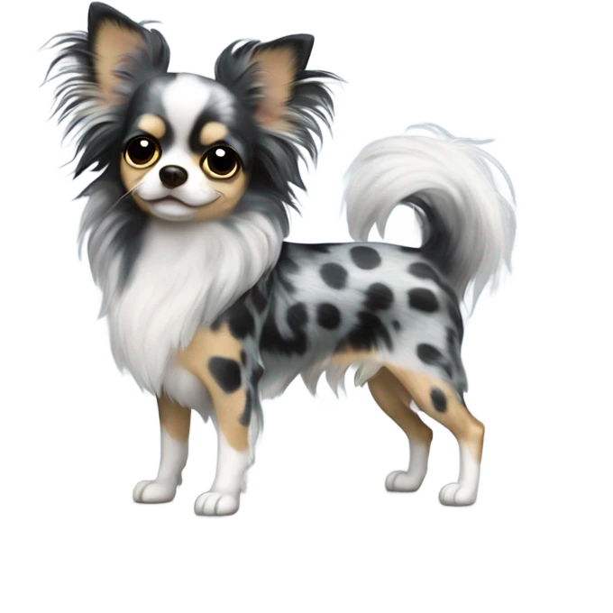 Blue merle chihuahua long hair with spotted face black emoji