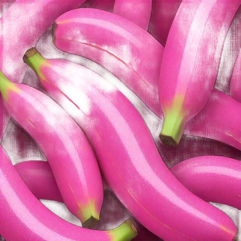 Realistic 3 large Hot pink bananas with glitter no yellow emoji