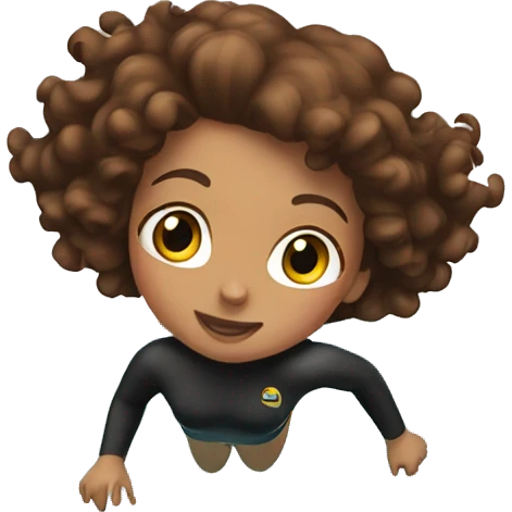 Girl with brown curly hair diving from a block into a pool emoji
