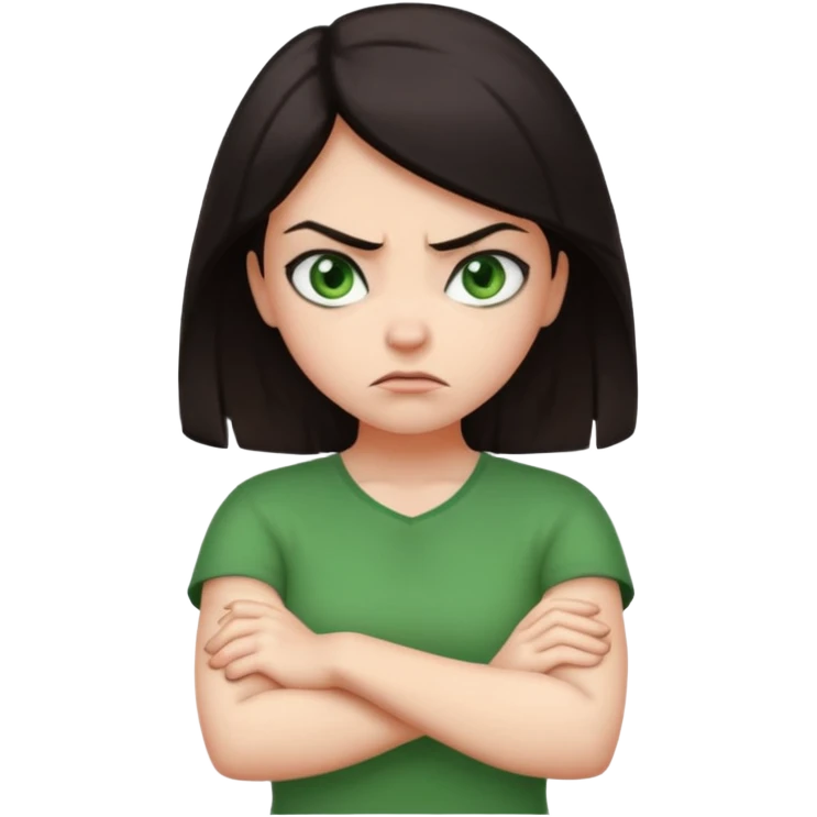 very angry arms crossed girl with dark hair emoji