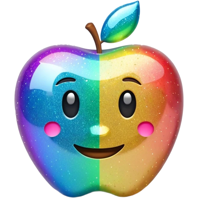 3D Apple-style emoji of scattered glitter, sparkling and shining in multiple colors. Rounded, glossy, smooth, soft shadows, white background.
 emoji