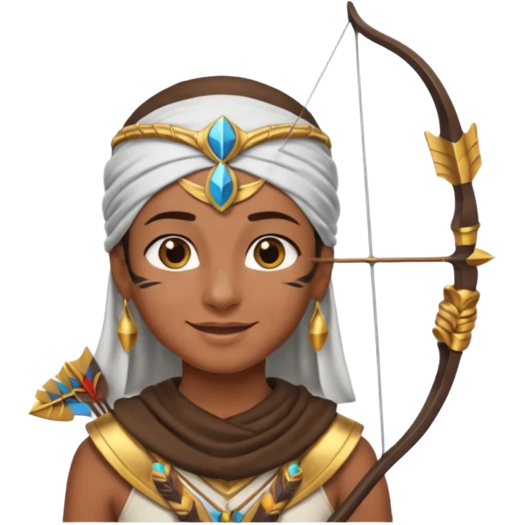 Emoji portrait of an Egyptian archer. Headcloth and arrow, focused expression. emoji