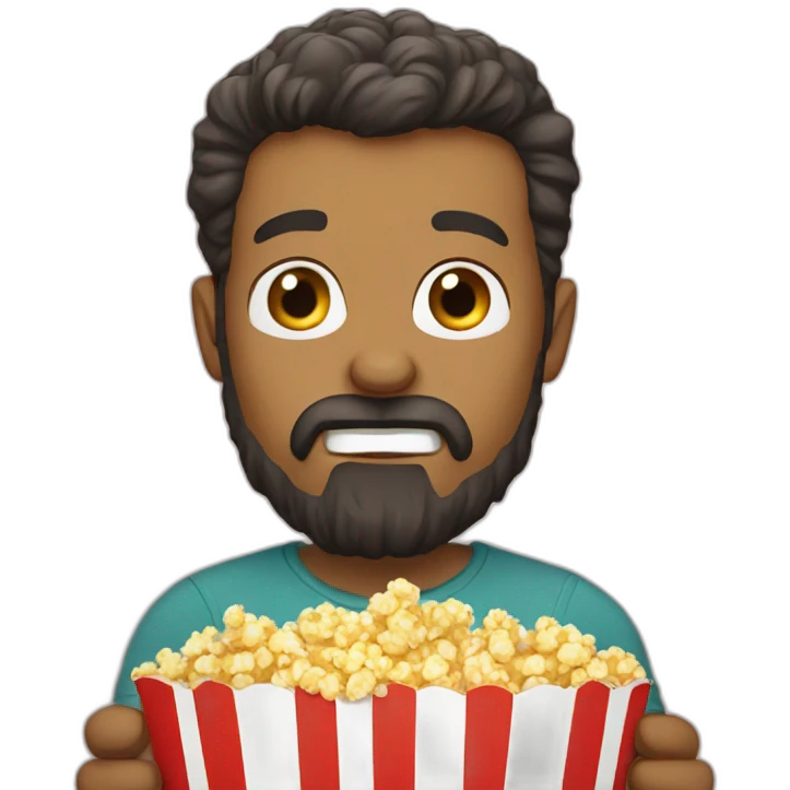 Bearded man eating popcorn emoji