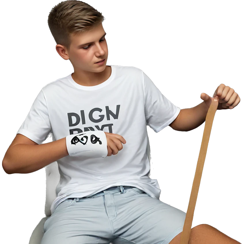 sitting boy in white shirt emoji