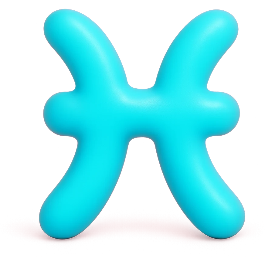 "A minimalistic glowing zodiac symbol ♓, centered on a dark cosmic background, symbol color #00d9ff, clean design, modern and luminous" emoji