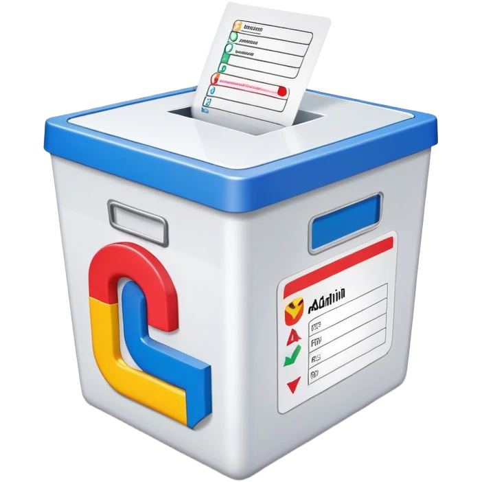 Colorful ballot box with Admin Bewerbungen label emoji