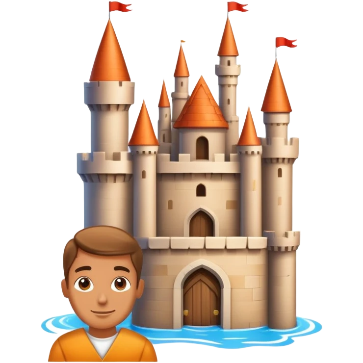 Visionary entrepreneur imagining completed castle instead of building blocks emoji