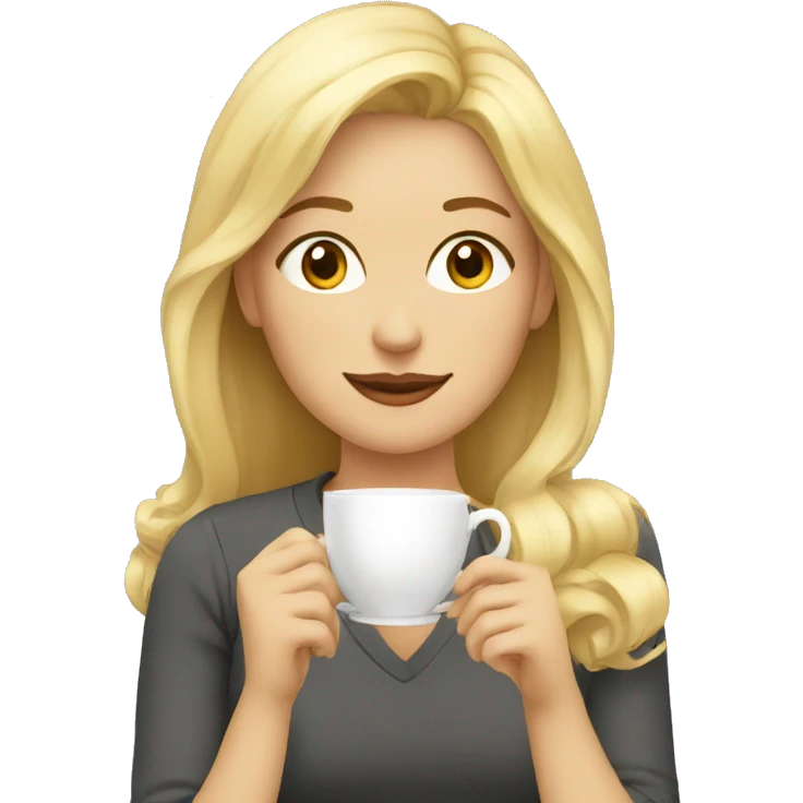 blonde woman drinks tea emoji
