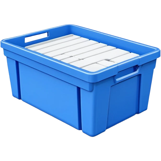 stackable plastic parts tote bin blue emoji