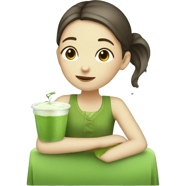 Girl stiring matcha emoji