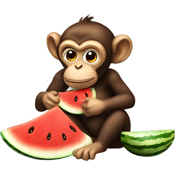Monkey eating watermelon and fried chicken emoji