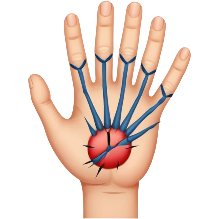 HAND WITH STITCHES ON IT emoji