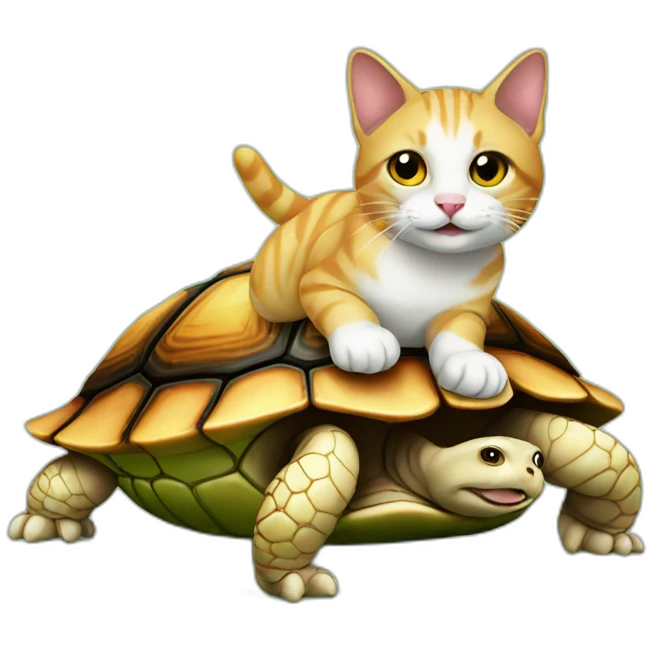 Cat on turtle  emoji