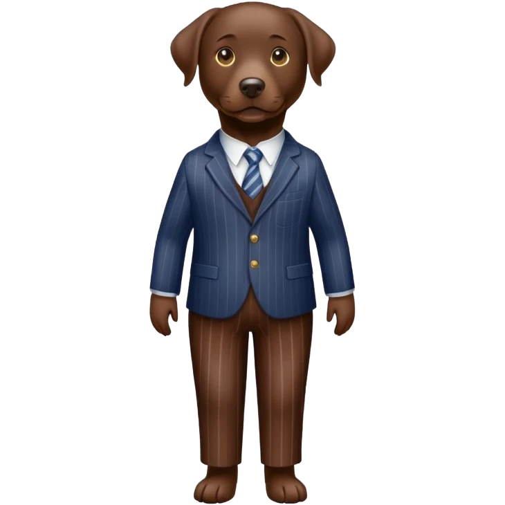 Chocolate lab with pinstriped pants emoji