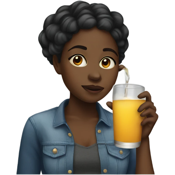 black girl drinking emoji