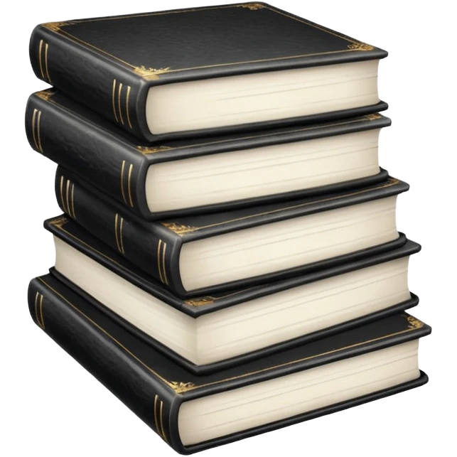 5 black and white books emoji