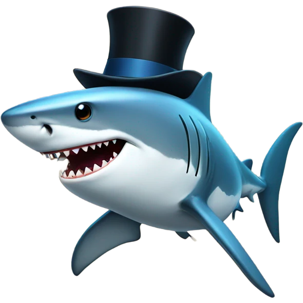 Shark with a top hat emoji