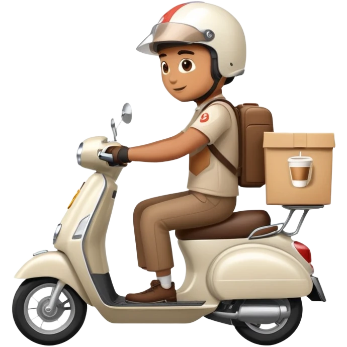 delivery man riding scooter with coffee logo emoji