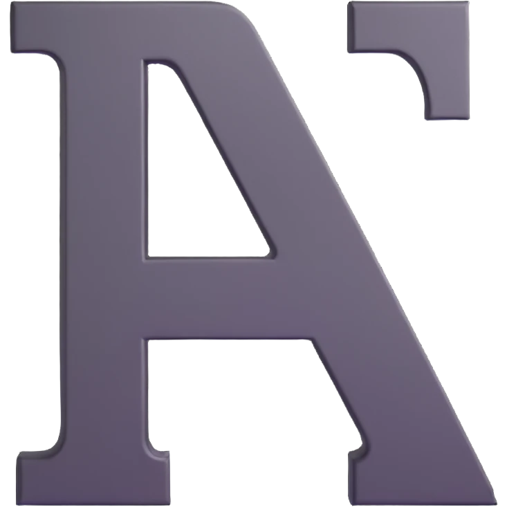 shiny 3D letter A with metallic texture emoji
