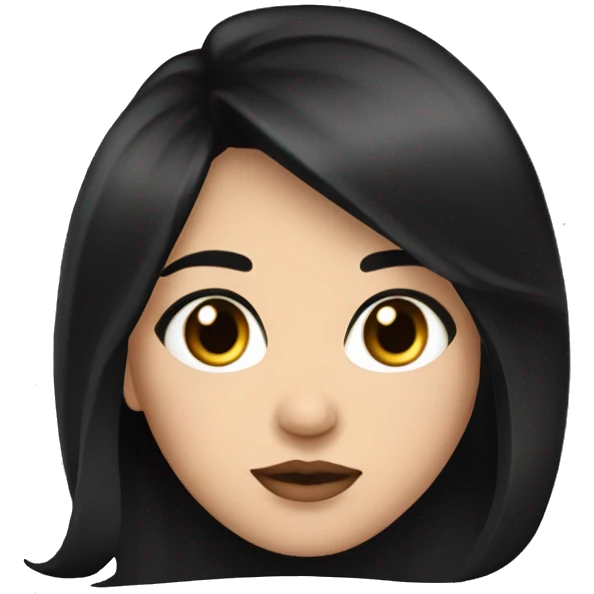 beautiful girl, brown eyes, shoulder length medium black hair, small rosy lips emoji