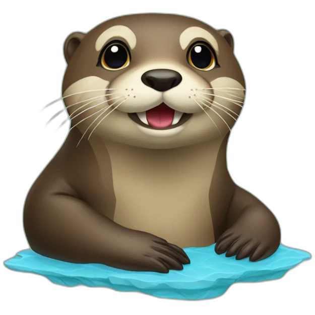Loutre sur une tortu emoji
