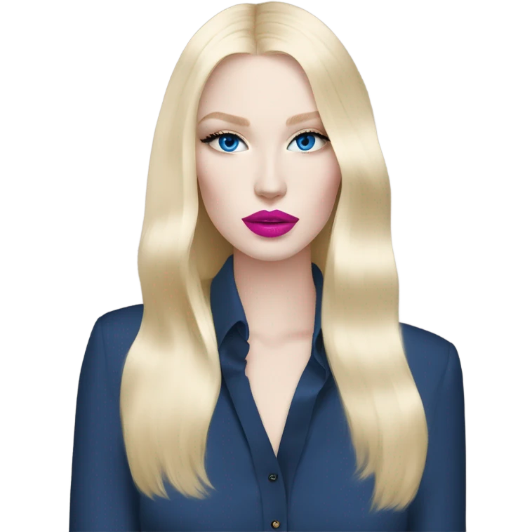 Hot girly pale blonde with blue eyes and pink lips wearing YsL emoji