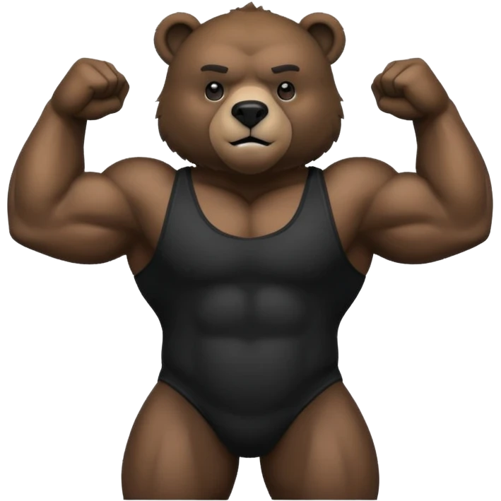 flexing bear with tanktop with black furr emoji