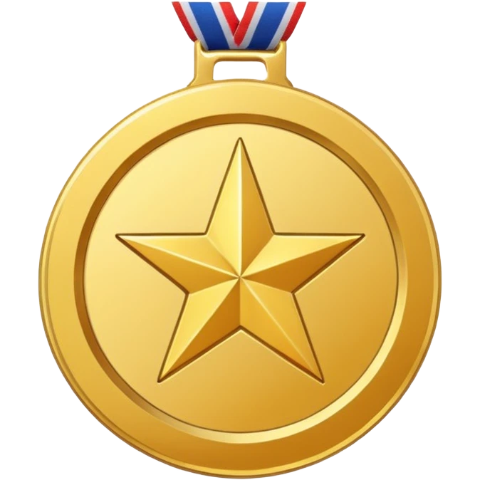 a gold medal with a star engraved on it emoji