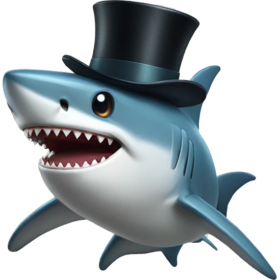 Shark with a top hat emoji