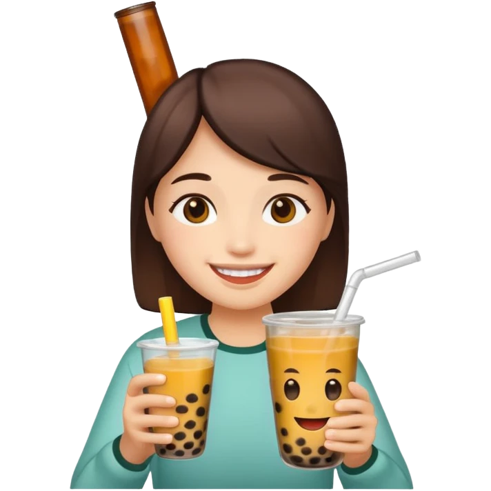 Happy with boba  emoji
