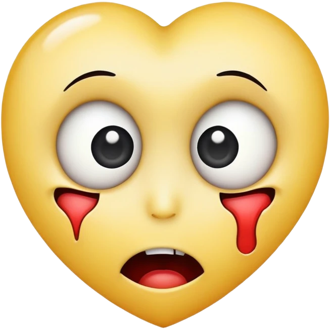 Смайлик у которого сердце сломанно но он страшный с большими глазами  emoji