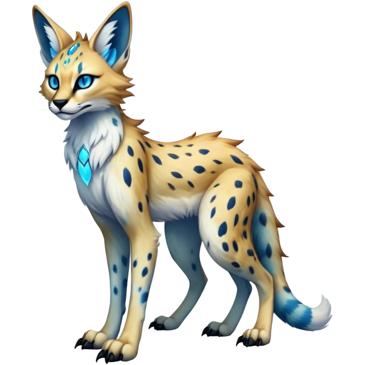 Epic Edgy Colorful ethereal eldritch Sergal-Serval-Fionbri full body emoji