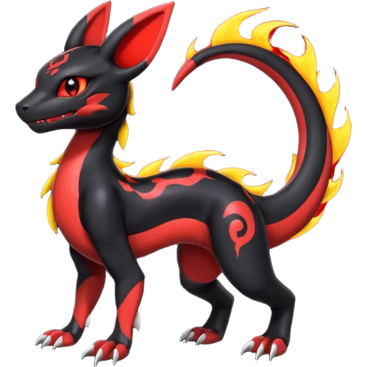 Guilmon-Salandit-Umbreon-Fakémon-hybrid-creature (full body)  emoji